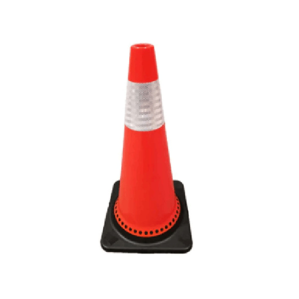 Black Base Traffic Cone with Reflective Cone Collar - 28in