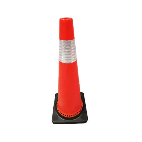 Black Base Traffic Cone with Reflective Cone Collar - 36in