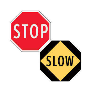 traffic control paddle stop or slow - double sided