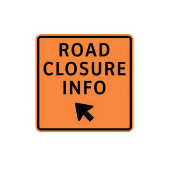 road closure info - angled left ahead arrow