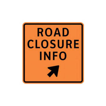road closure info - angled right ahead arrow
