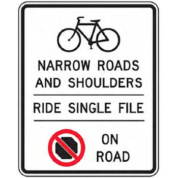 narrow roads and shoulders, ride single file