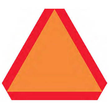 fluorescent orange / red warning triangle