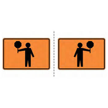 flagger warning - double sided sign
