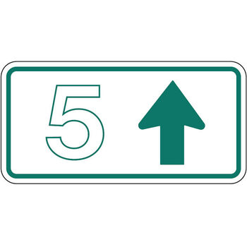 ( x ) km ahead arrow tab