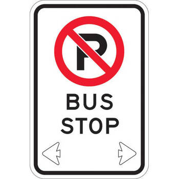 no parking bus stop with arrows