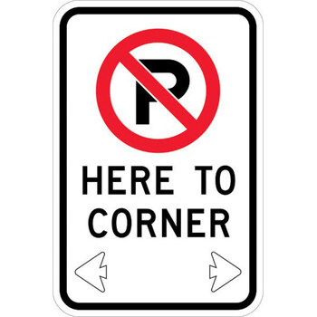 no parking here to corner with arrows