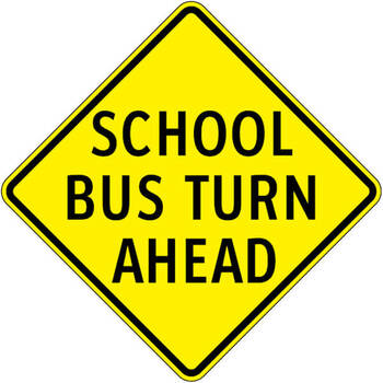 school bus turn ahead