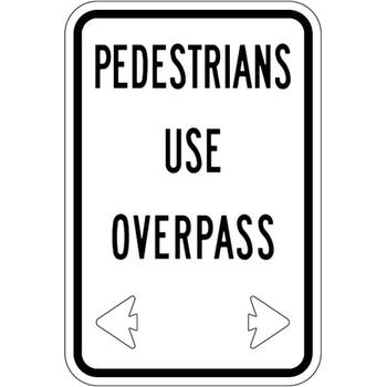 pedestrians use overpass with arrows
