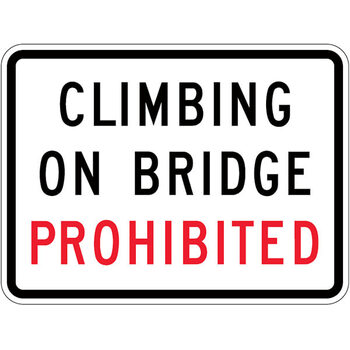 climbing on bridge prohibited