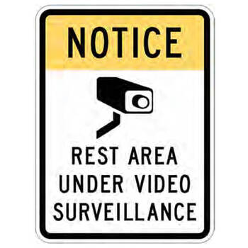 notice rest area under video surveillance