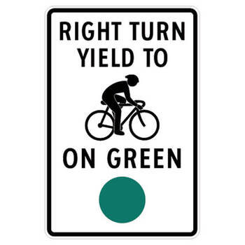 right turn yield to cyclist on green