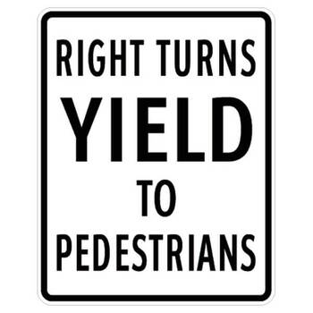 right turn yield to pedestrians