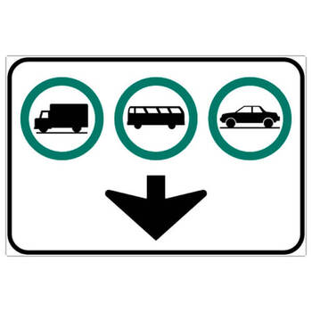 trucks buses and cars permitted with down arrow