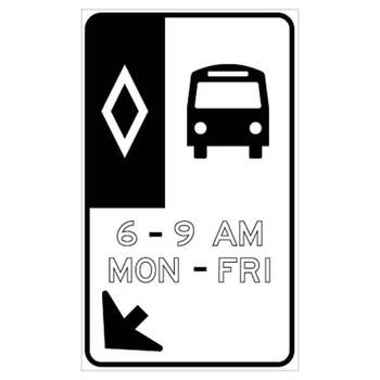 hov buses with hours and days left angled arrow