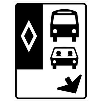 hov, buses and carpool with right angled arrow