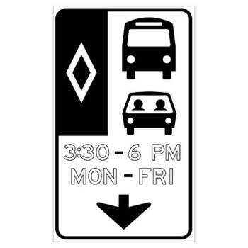 hov, buses and carpool with (hours and days) down arrow