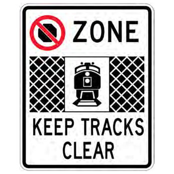 no stopping zone, train, keep tracks clear