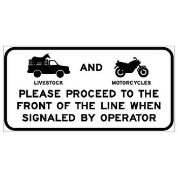 livestock / motorcycles please proceed to the front