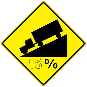 truck on (decline) steep grade (xx) %