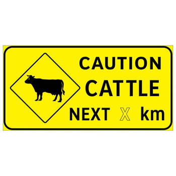 caution cattle next ( x ) km