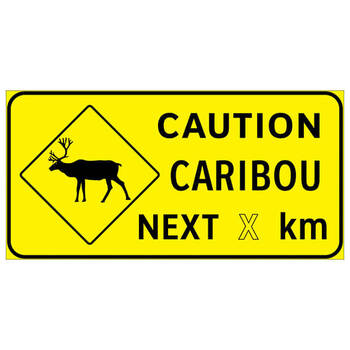 caution caribou next ( x ) km