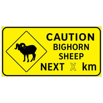 caution bighorn sheep next ( x ) km