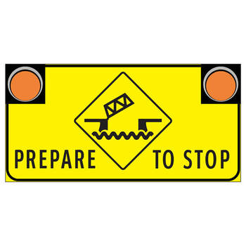 swing / raised bridge ahead prepare to stop (accommodates 12” flashers)