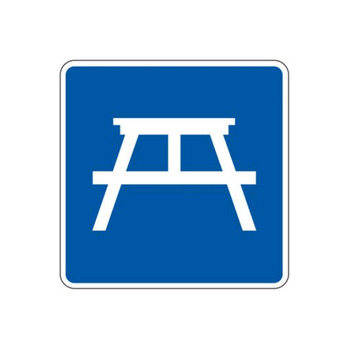 Picnic table area available within Rest Area symbol