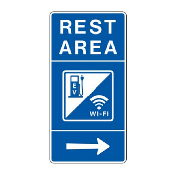 Rest Area, EV / Wi-Fi Symbol, Right Arrow