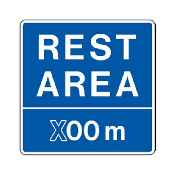 Rest Area, No Symbol, ( x )00m, Advanced Sign