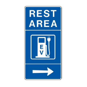 Rest Area, EV Symbol, Right Arrow