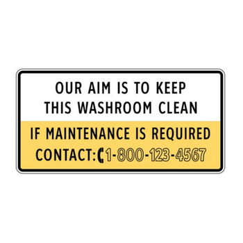 Washroom Cleanliness Courtesy Sign With Local M/C Contact Phone Number