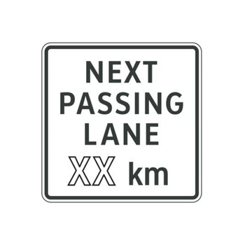 Informational sign for placement at or near the end of a passing lane