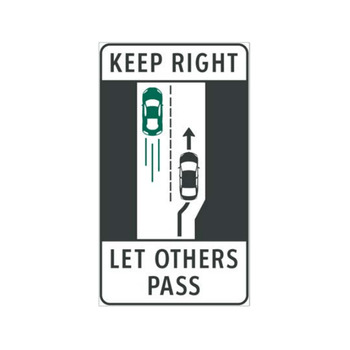 Informational sign to advise passing lane use: keep right, let others pass