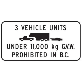 Vehicle Units Under 11,000 kg G.V.W. Prohibited in B.C.