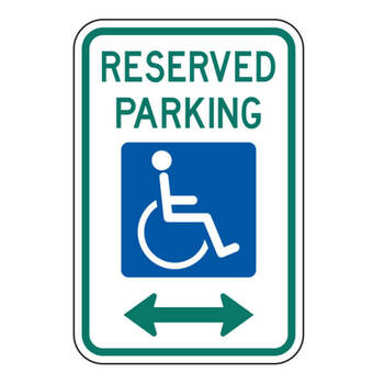 handicap parking, immediate reserved parking space w/ double arrows
