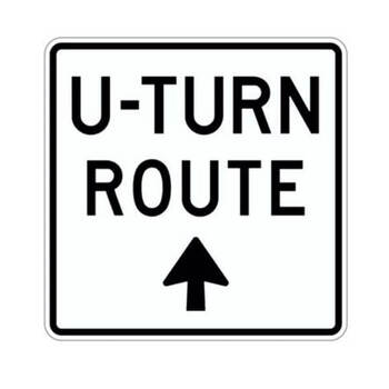 u-turn route (ahead arrow)