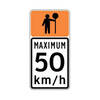 construction work stop ahead, maximum ( xx ) km/h