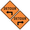 detour left ahead / right ahead (double sided)