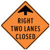 right two lanes closed ahead