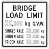 bridge limit ( xx ) kg g.v.w., single, tandem, tridem axle