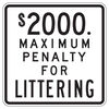 $2000 maximum penalty for littering