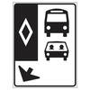 hov, buses and carpool with left angled arrow
