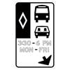 hov, buses and carpool with (hours and days) right angled arrow