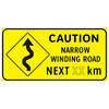 winding road left - narrow winding rd next (xx) km