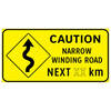 winding road right - narrow winding rd next (xx) km