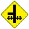 warning for railway crossing in advance of “t” intersection
