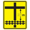 railway warning sign in advance of secondary intersection with variable distance