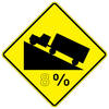 truck on (incline) steep grade (xx) %